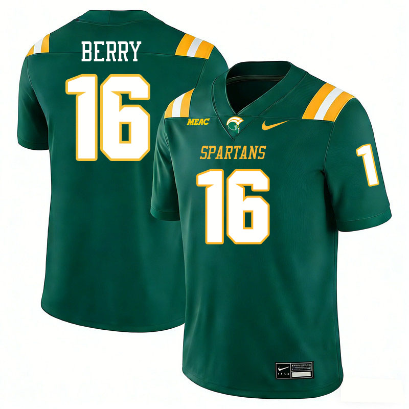 Norfolk State Spartans #16 Vinson Berry College Football Jerseys,Uniforms Stitched-Green